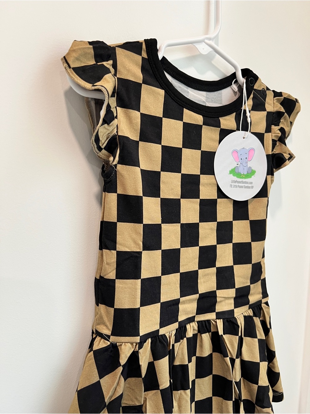 Little Peanut Bamboo Buffalo Check Ruffle Bubble Dress Bodysuit 2T NWT